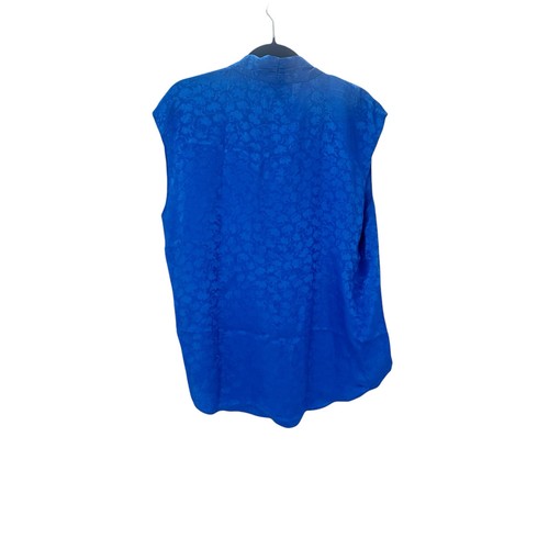 Michael Michael Kors Fleur Jacquard Top Kurzarm Griechisch Blau Größe XL Neu mit Etikett - Bild 4 von 11