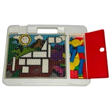 Vintage 1995 Playskool Creative Shapes Pegboard Game Complete Cards w/ 30 Shapes