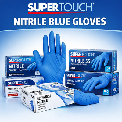 Super Touch Blau Nitril Einweghandschuhe Puderfrei S-XL 100er Pack