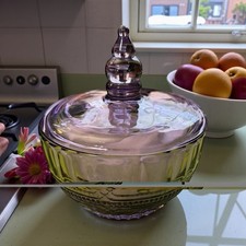 Amethyst Purple pressed Candy/ Compote Glass Dish