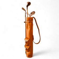 Golf Club Bag 2 pockets | Vintage Tan Leather 100% | Geoffrey