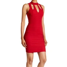 Trixxi Red Cage Neck Bodycon Dress Size 7 — Y2K Club / Night Out Midi Sexy