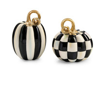 MacKenzie-Childs Courtly Check and Stripe Petite Pumpkins, Set of 2 New WT