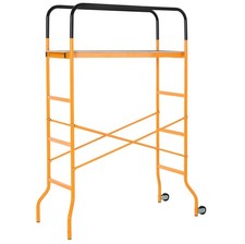 4-Step Steel Scaffold Organizer Platform 2 Wheels Free Moving for Indoor Outdoor