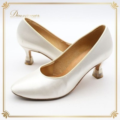 Chacott White Ballroom Dance Shoes 23.5cm, 6.5cm Heel, Supadance Compatible