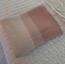 Vintage St. Marys 100 Wool Camp Striped Blanket Peach Pink Ombre 56x80" EUC