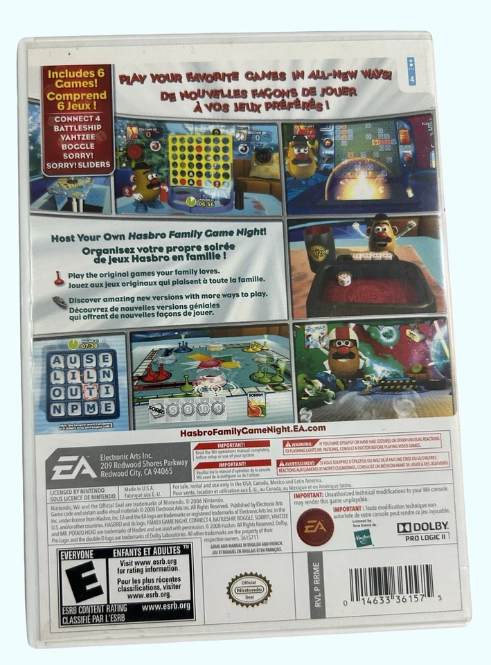 Hasbro Family Game Night (Nintendo Wii, 2008) W/manual, Tested and Good - Image 2 of 4