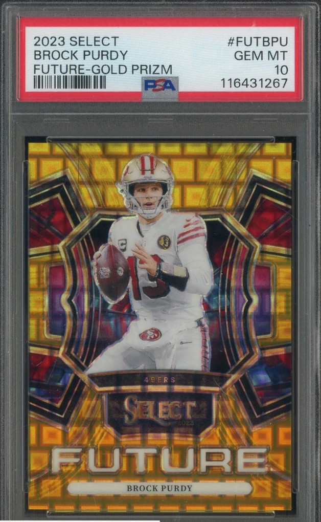2023 Panini Select - Select Future Brock Purdy /10 Gold Prizm #FUT-BPU. PSA 10