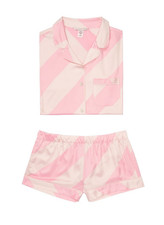 Victoria's Secret Satin Boxer PJ Pajama Set Pink Stripe