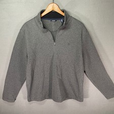 IZOD Men's Quarter Zip Pullover Large Gray Mock Neck Sweater