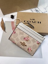 2026 NWT Coach CAR16 Mini Skinny I.D Case Signature Canvas W/Floral Print
