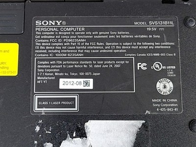 SONY SVS131B11L Laptop Core I5-3210M 6GB SEE NOTES | eBay SONY SVS131B11L Laptop Core I5-3210M 6GB SEE NOTES | eBay