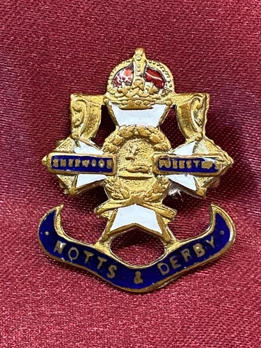 WW1/2 Enamel Notts & Derby Regiment Sherwood Foresters Sweetheart Brooch