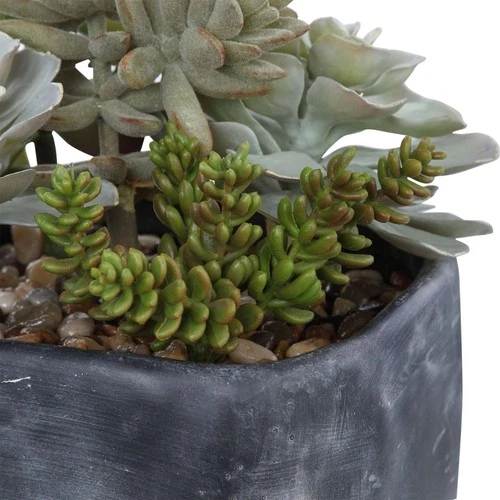Potted Faux Artificial Plant Realistic Green Succulent in Gray Pot Home Decor - Picture 4 of 4