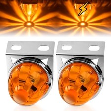 2PCS Amber Watermelon Side Marker Lights with Bracket 45 Degree Yellow - Amber