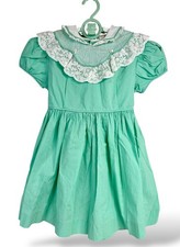 Vintage 50’s Celeste New York Little Girl Cottagecore Dress Sz 4, Mint Green
