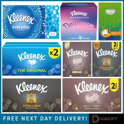 KLEENEX EXTRA GRANDE XL 2 CAPAS PAÑUELO FACIAL BOLSILLO SOÑAR CUBO MEZCLA DE TEJIDOS FUERTES