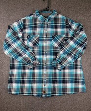 Legendary Whitetails Men's Flannel Shacket 2xL Light Blue/White Plaid