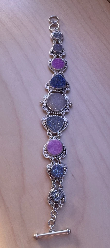 Pulsera Druzy Multicolor Plata Sajen con Palanca. Foto 3 de 4