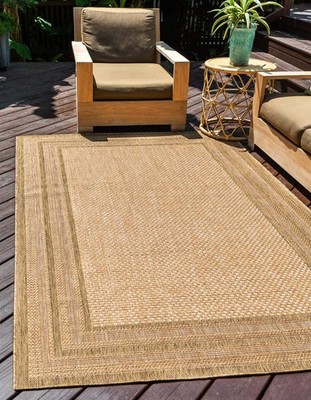 Unique Loom Outdoor Border Collection Area Rug - Multi Border 5 3 X 8 Rectangle