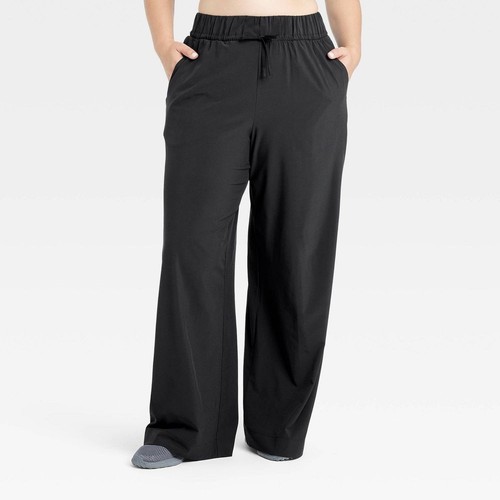 Women's Active Light High-Rise Wide Leg Pants - All In Motion Black - Picture 3 of 5