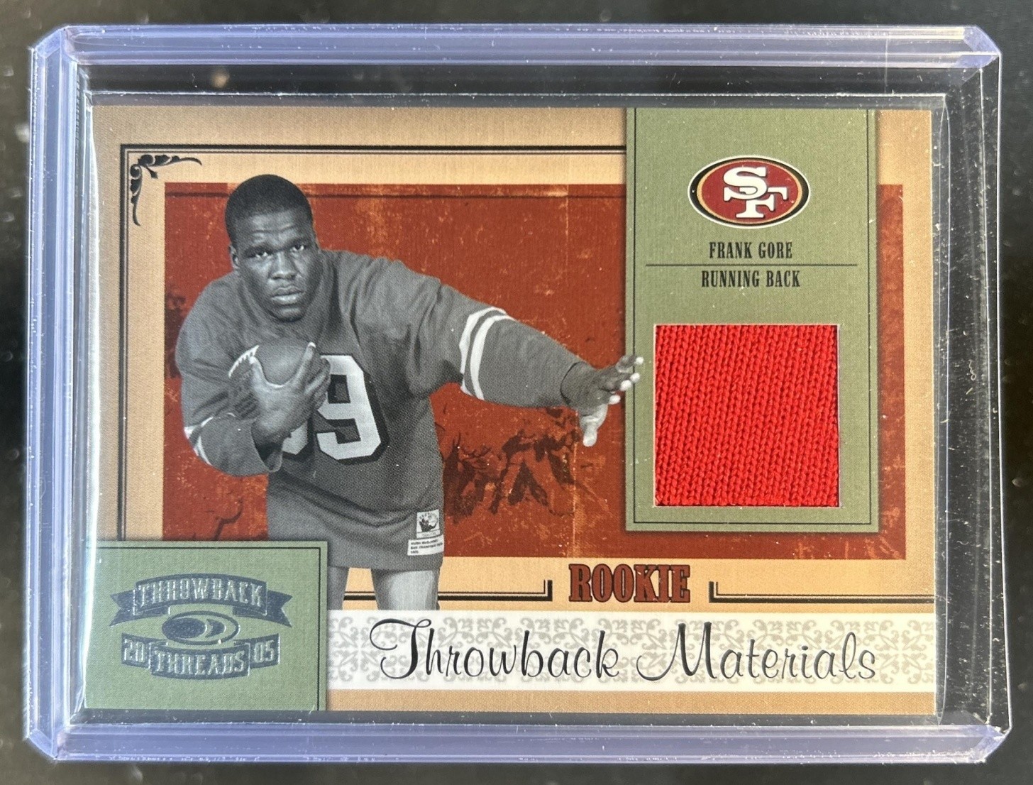 Frank Gore Donruss Throwback Threads #212 Jersey