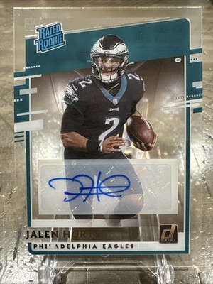 2020 Panini Chronicles Clearly Donruss Rated Rookie Jalen Hurts #RR-JAH Auto