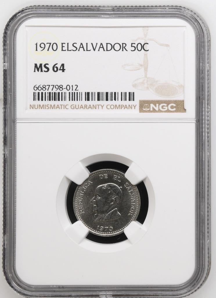 El Salvador 50 Centavos 1970 NGC MS 64