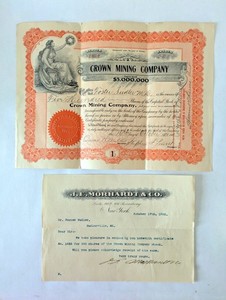 Certificate 500 Shares Crown Mining Company Capital Stock 1903