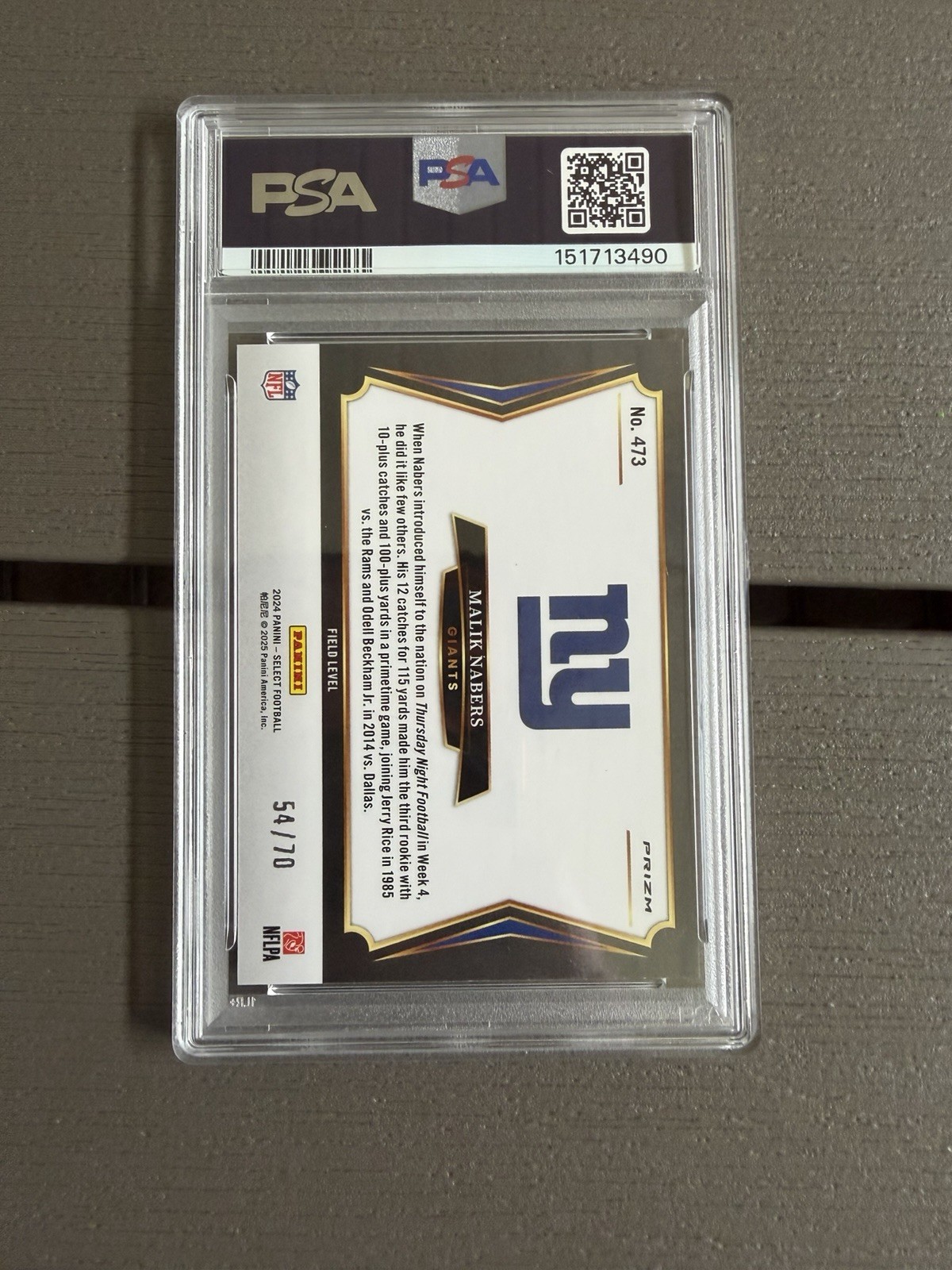 2024 Panini Select - Field Level Malik Nabers Dragon Scale Prizm /70 (RC) PSA 10 view 4