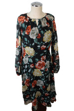 Tahari Dress Sheer Arms Size 6 Zip Polyester Floral (42)