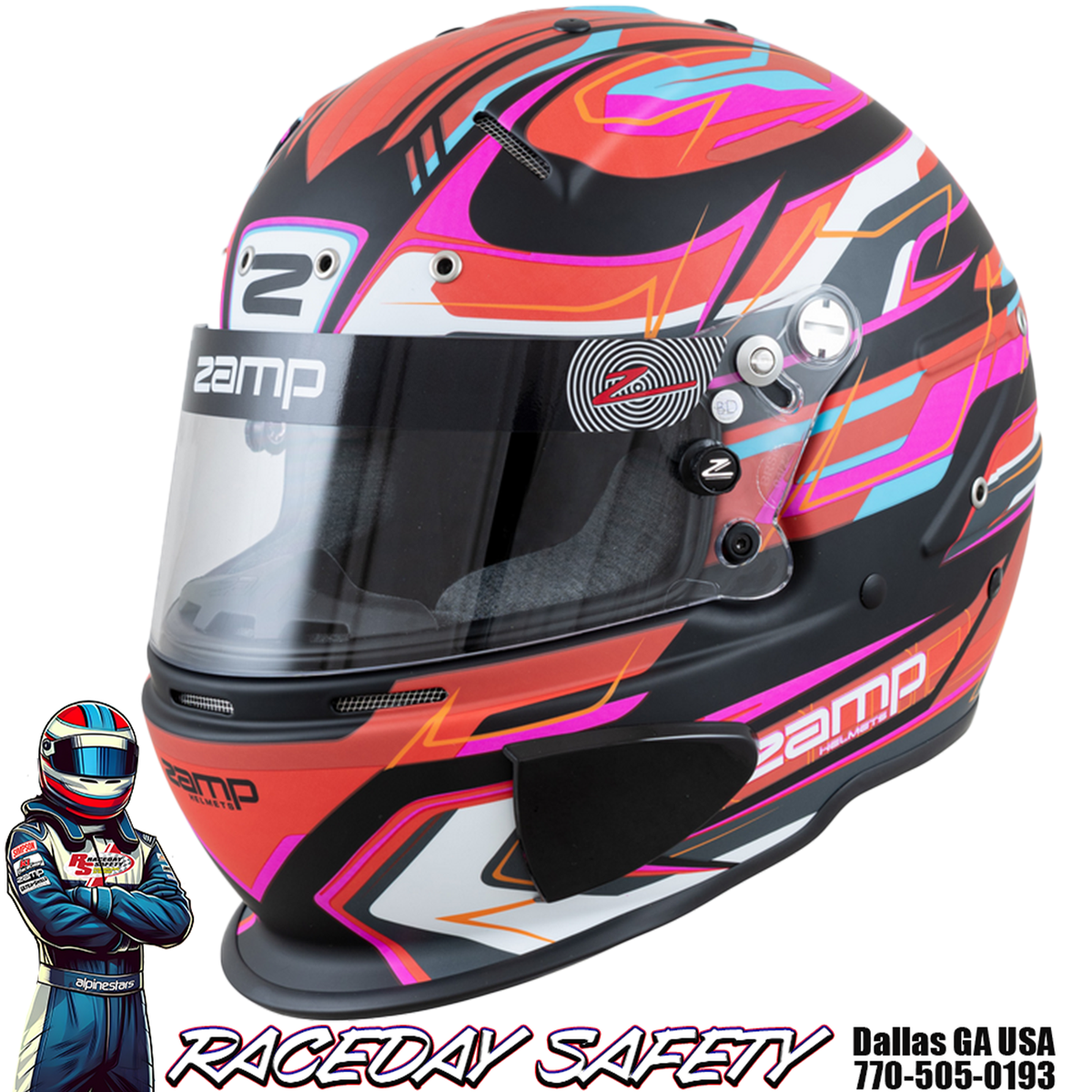 Zamp RZ-70E Switch Race Helmet Matte Red/Black/Blue Snell SA2020