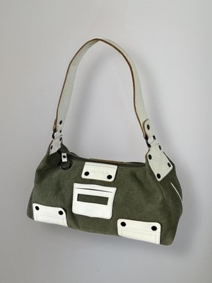 DIESEL Vintage Umhängetasche Baumwolle & Leder Retro Y2K 00s Rare Archive Grunge