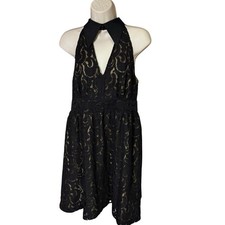 Anna sui for target black lace halter dress high neck shirt size 13