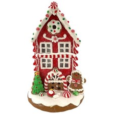 B/O Lighted Christmas Gingerbread House with Gingerbread Man Figurine 8.5 Inch