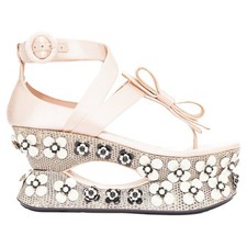 Prada Satin Floral Geisha Platforms Women Pink Size 36