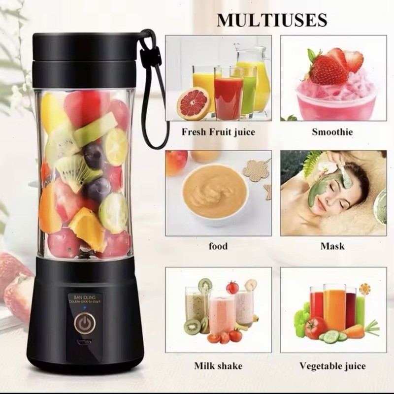 BAIN LING Portable Personal Blender 380ml 80W 7.4V 6-Blade Black