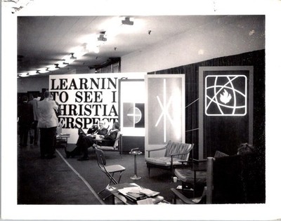 1960s Christian Convention Booth ''Learning to See'' Banner Exhibit Photograph