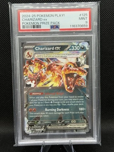 2024-2025 POKEMON PLAY! POKEMON PRIZE PACK #125 CHARIZARD EX PSA 9