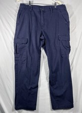Bulwark FR Cat 2 Pants Mens 36X29 Navy Blue Straight Leg Cargo Work Pants