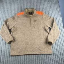 Under Armour Men 2X 1/4 Zip Pullover Fleece Jacket Olive Green Orange Henley 2.0