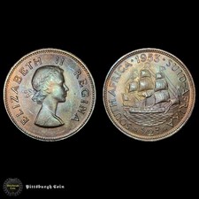 1953 South Africa Half Penny Uncirculated RB Example Toned