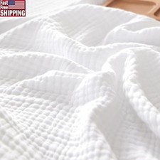 Breathable 100 Cotton Muslin Blanket Soft Lightweight Cozy All Seasons New