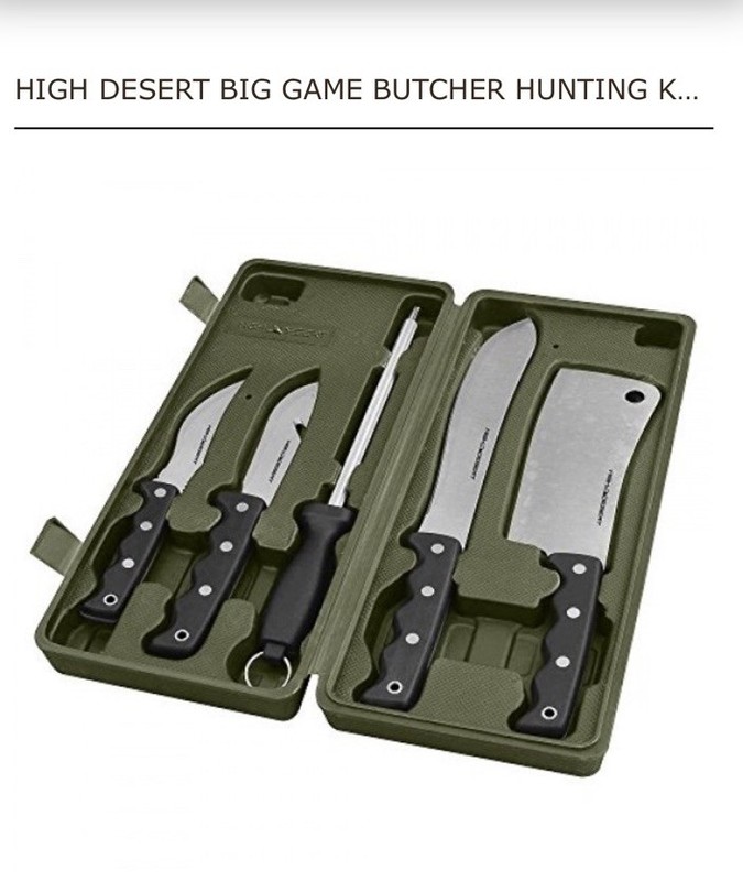 High Desert Game Processing Set 5pc Stainless Steel Knives w/ Sharpening Rod