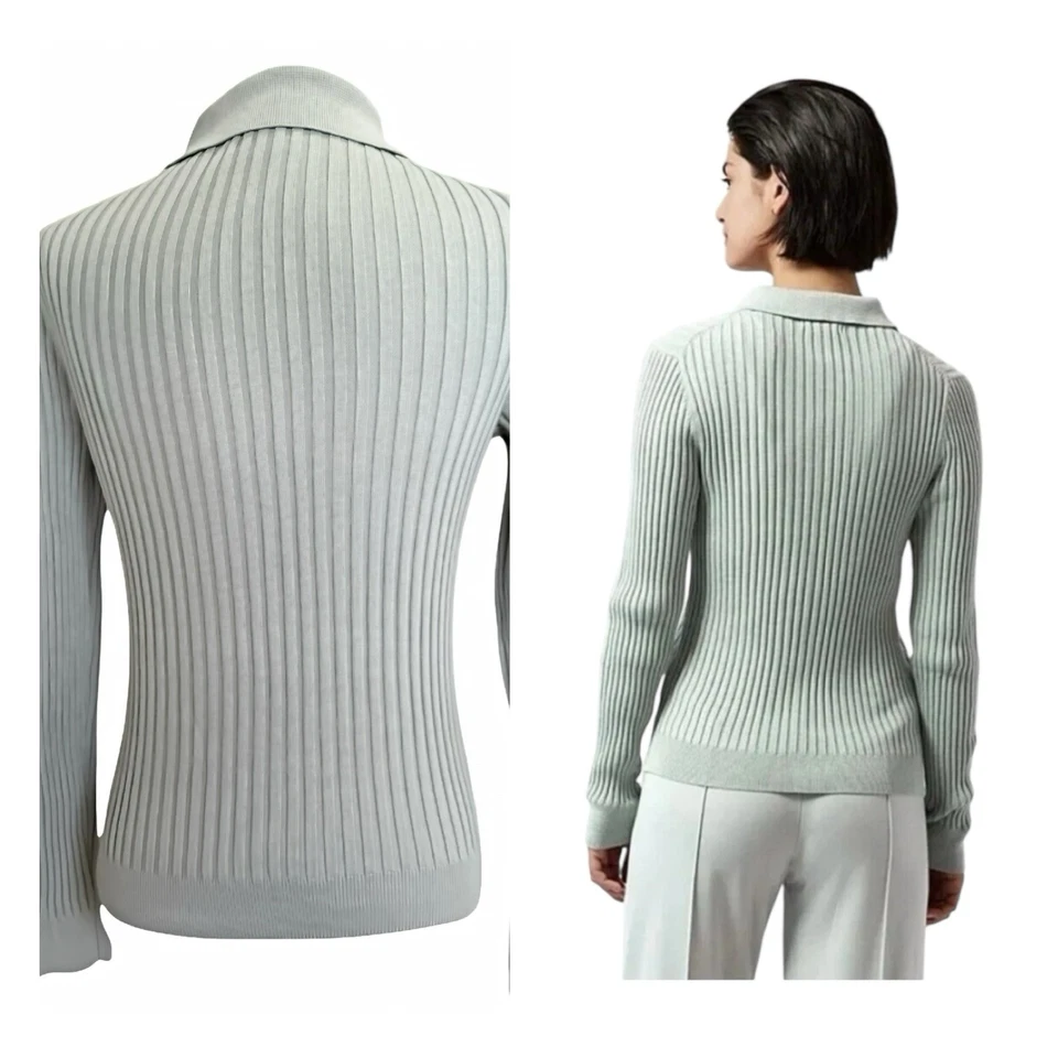 Suéter Athleta Sweet Bay Henley Gris Costa (Tono Verde Salvia Claro) Pequeño Foto 2 de 4
