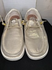 Hey Dude Women's Wendy Metallic Sparkle Slip On Loafer Gold Size 7