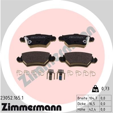 23052.165.1 Zimmermann brake pad set, disc brake for Chevrolet, Opel