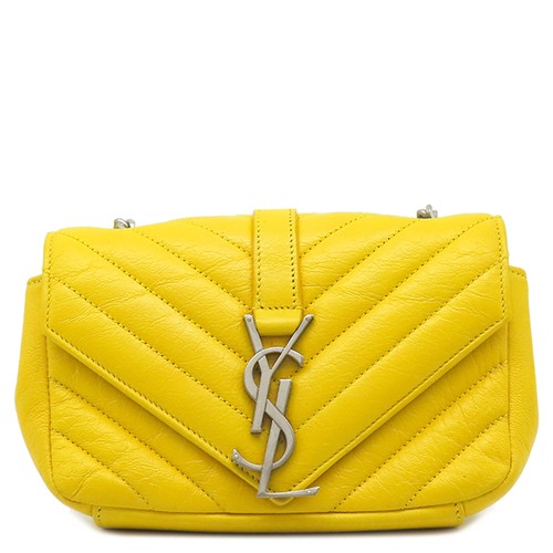 SAINT LAURENT Shoulder Bag Baby Chai leather  yellow SilverMetal YSL Logo