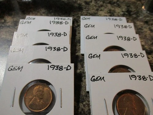 1938-D LINCOLN CENT GEM BU COIN FROM ORIGINAL ROLL   OO