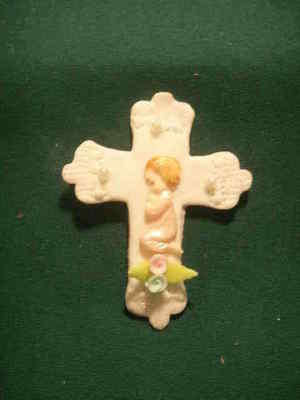 6 Pieces Cold Porcelain Trinket Cross Cake Deco Capia Baby Shower Favor - Girl